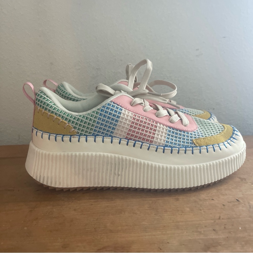 Nicole Miller New York Mixed Media Platform Sneaker Shoes New Sz 7.5